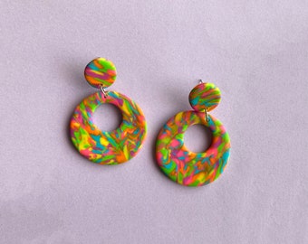 Brooke | Polymer Clay Statement Handmade Earrings | Funky | Retro | Colorful | Multicolored