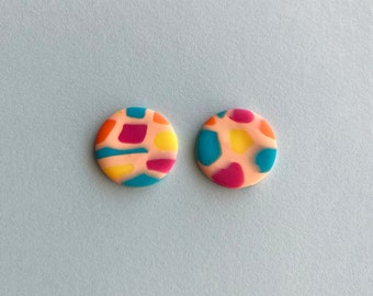 Loulou | Polymer Clay Statement Handmade Earrings | Studs | Funky | Retro | Colorful | Multicolored