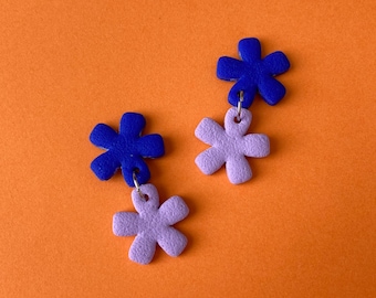 Luna | Pendientes hechos a mano con declaración de arcilla polimérica | Poder de las flores |  De moda Retro Colorido | Multicolor