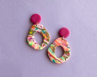Abbey | Polymer Clay | Statement Handmade Earrings | Funky | Retro | Colorful