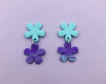 Luna | Pendientes hechos a mano con declaración de arcilla polimérica | Poder de las flores |  De moda Retro Colorido | Multicolor