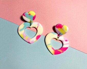 Mila | Polymer Clay Statement Handmade Earrings | Funky | Retro | Colorful | Multicolored