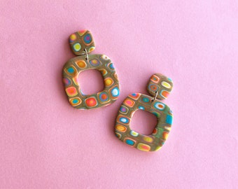 Nina | Polymer Clay Statement Handmade Earrings | Funky | Retro | Colorful | Multicolored