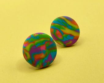 Lo siento, tu respuesta es "lo siento". Pendientes hechos a mano con declaración de arcilla polimérica | Tachuelas | De moda Retro Colorido | Multicolor