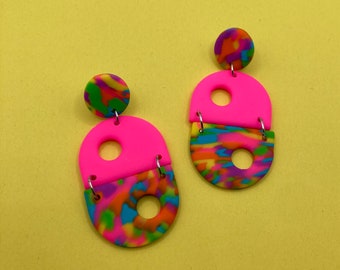Alice | Polymer Clay Statement Handmade Earrings | Funky | Retro | Colorful | Multicolored