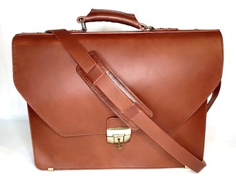 Teczka męska "Le Cadeau" HandMade Leather Briefcase,Brown Leather Briefcase, Leather Briefcase, Laptop Bag, Shoulder Bag, Mens Briefcase