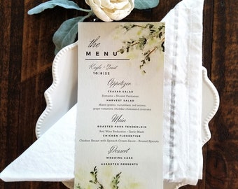 Custom Watercolor Wedding Menu