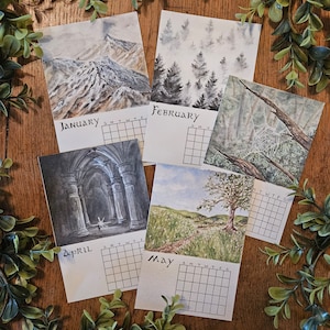 Mini Watercolor Desk Calendar | Middle Earth Inspired