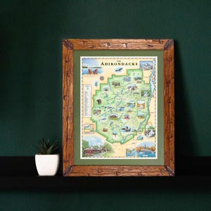 Adirondacks, New York Hand-drawn Map Poster | Authentic 18x24-vintage ...