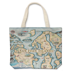 San Juan Islands Map Canvas Tote - wiederverwendbare und umweltfreundliche Einkaufstasche