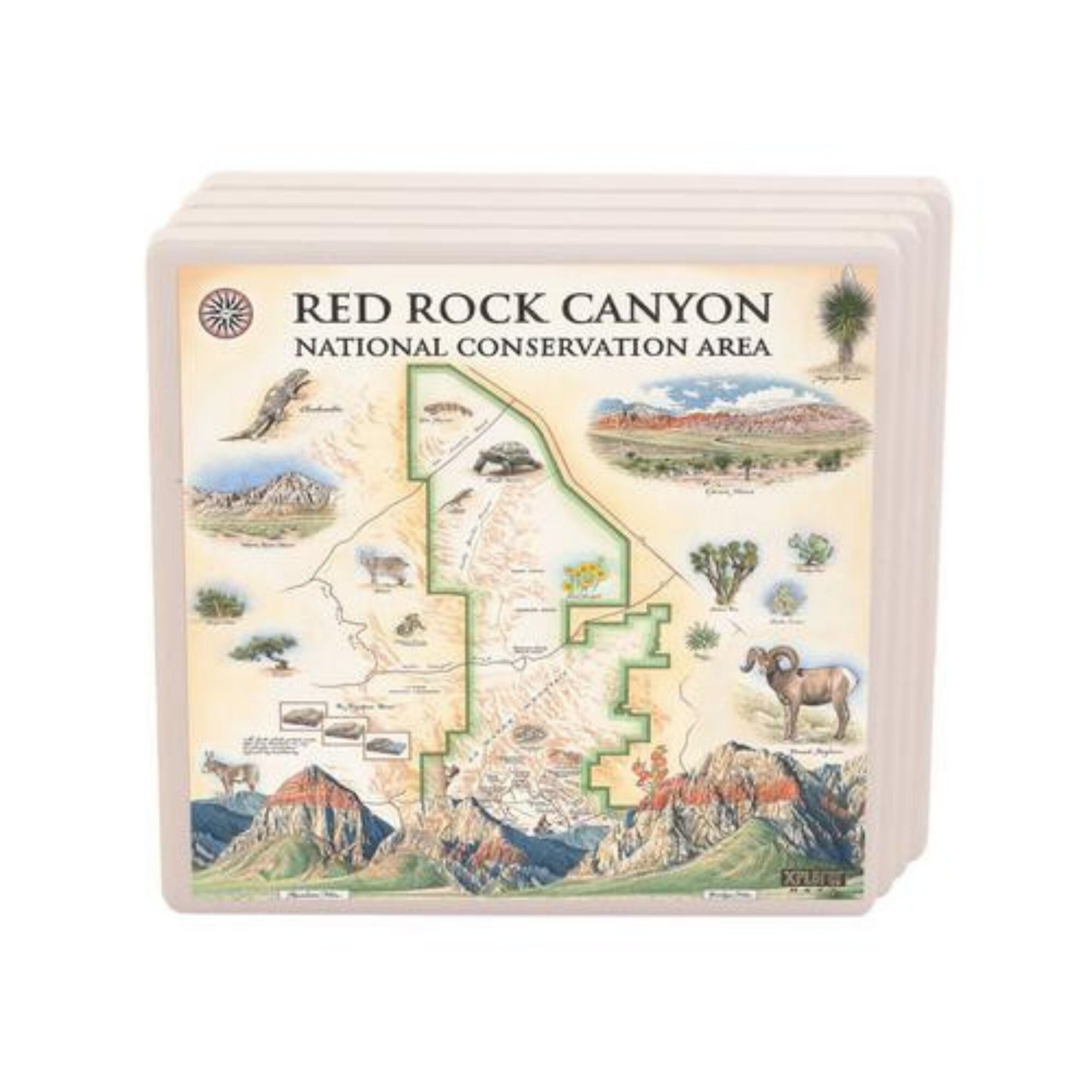 Red Rock Canyon National Park Map Ceramic Coaster Highly | Etsy