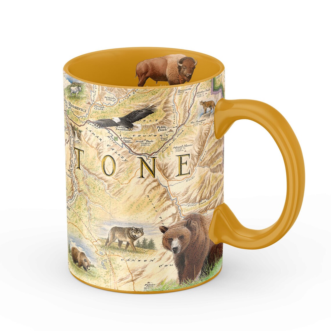 Yellowstone National Park Ceramic Mugs 16oz BPAFREE Map Art Etsy