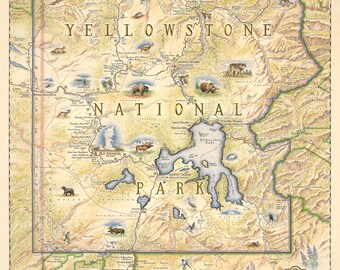 B14RA Alte historische Landkarte 1903 Yellowstone-Nationalpark USA River 