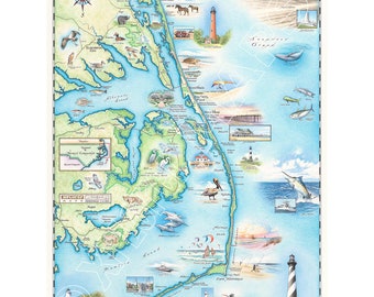 Outer Banks Hand-Drawn Map Print | Authentic 18x24 - Soy-Based Inks | Made in USA