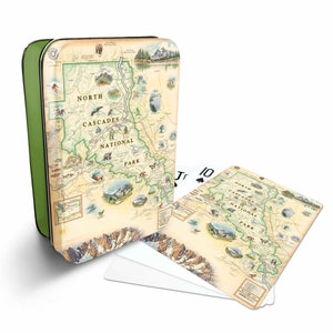 Carte du parc national des North Cascades, 52 jeux de cartes standard - Format officiel des cartes de poker de Vegas