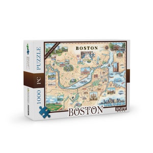 Quebra-cabeça do mapa de Boston - 1000 peças, inclui pôster