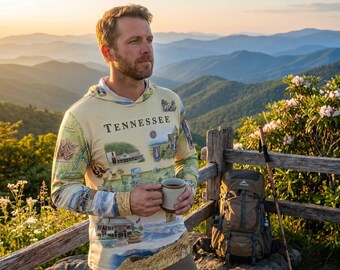 Tennessee Map UltraLight Sunshirt Hoodie – UPF 50+