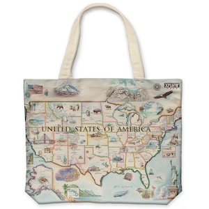 USA Map Canvas Tote - wiederverwendbare und umweltfreundliche Einkaufstasche