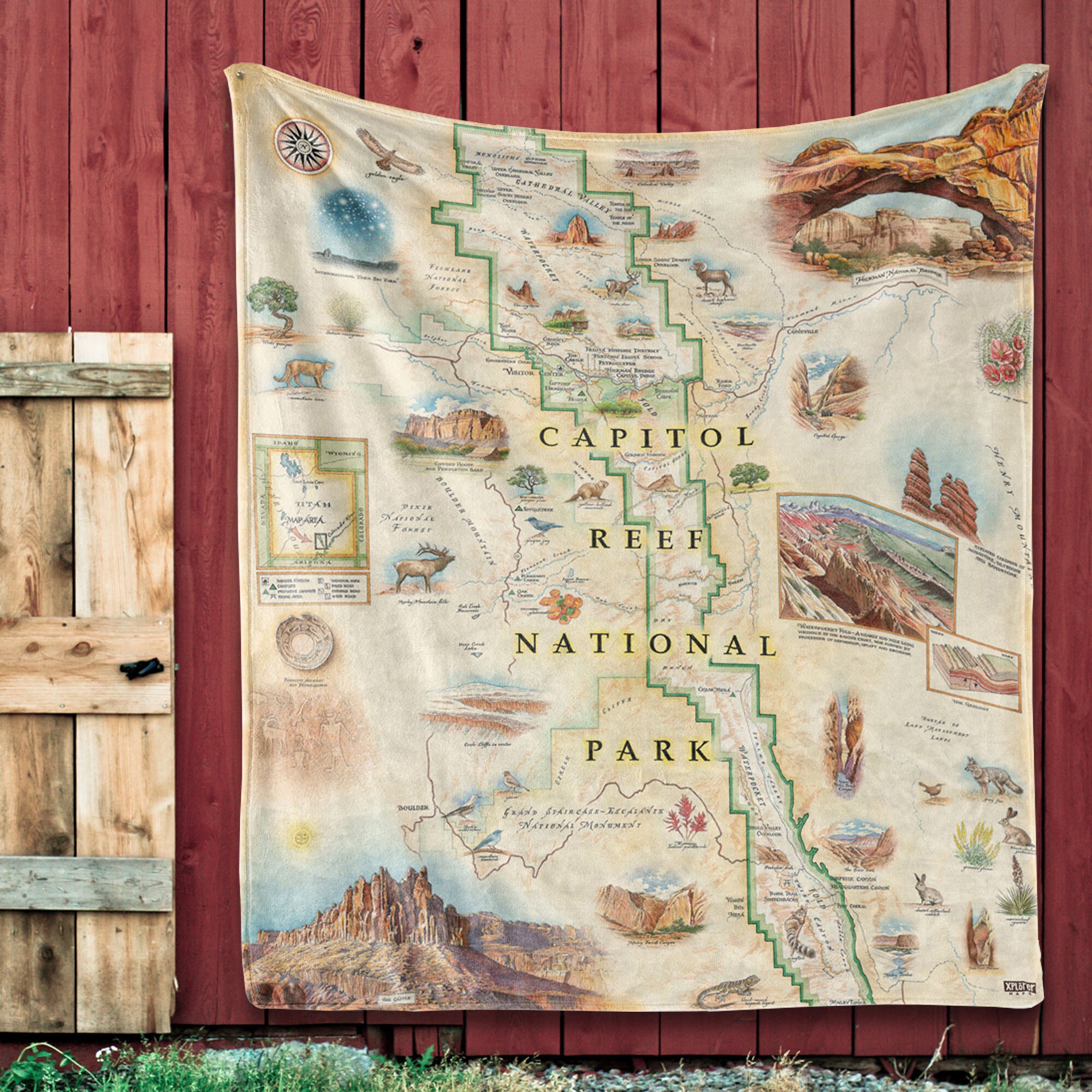 Discover Capitol Reef National Park Map Fleece Blanket  - Soft, Cozy, and Warm