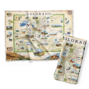 Torchon de cuisine carte de l'état du Colorado - Torchon décoratif pour sac de farine - 100 % coton - 18" x 24"