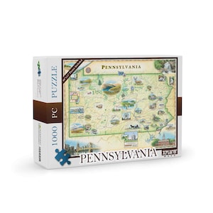 Kaartpuzzel staat Pennsylvania: 1000 stukjes, inclusief poster