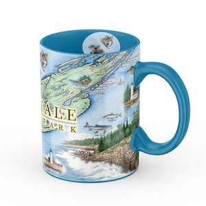 Large 16oz Isle Royale National Park Map Mug - Perfect for Coffee, Tea, Cocoa - Blue