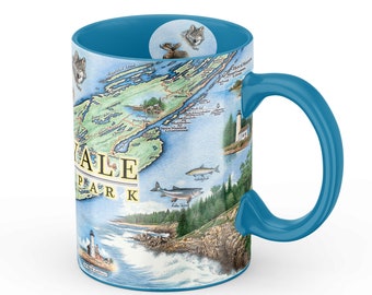 Isle Royale National Park Map Ceramic Mug (Large 16oz) Coffee, Tea, Cocoa, Hot Chocolate, Cold Drinks, BPA-FREE (Individual Mug) - Blue