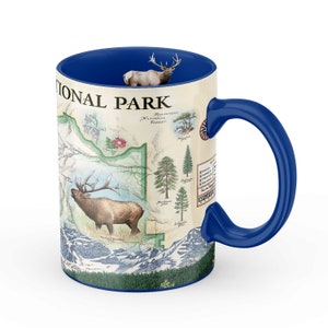 Large 16oz Rocky Mountain National Park Map Mug - Perfect for Coffee, Tea, Cocoa - Blue