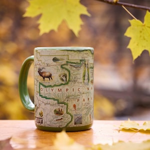 Olympic National Park Map Mug – 16oz Ceramic Coffee Cup