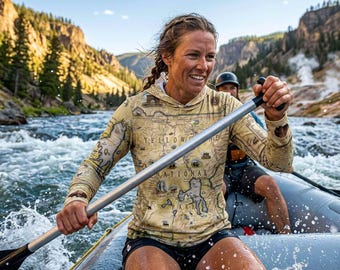 Yellowstone National Park Map UltraLight Sunshirt Hoodie – UPF 50+