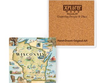 Wisconsin Map Ceramic Coasters