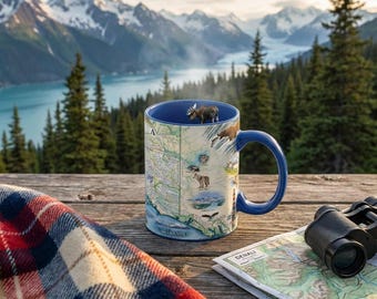Taza de cerámica con el mapa del estado de Alaska (16 oz)