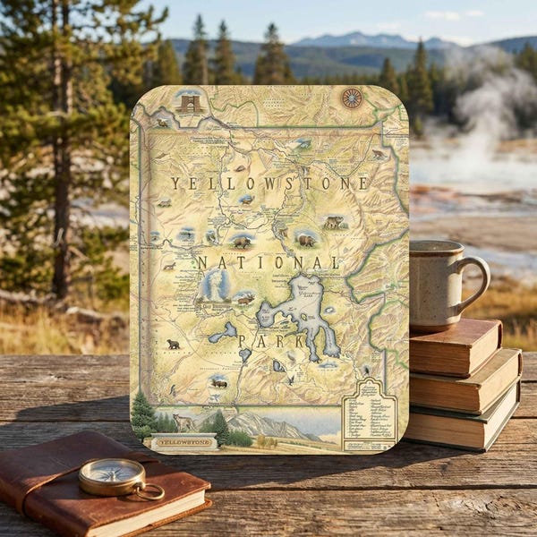 Yellowstone National Park Map Wood Serving Tray