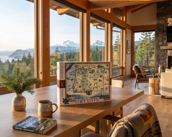 Oregon Puzzle, 1000 Piece Jigsaw Puzzle, Oregon Map Gift