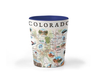 Keramiskt snapsglas med karta över Colorado, BPA-fritt, 45 ml