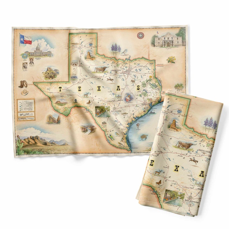 Xplorer Maps Texas State Map Tea Towel