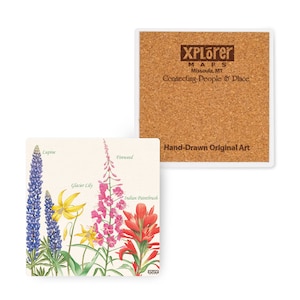 Montana Wildflowers Ceramic Coasters with Cork Base - Set of 4