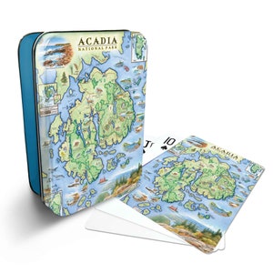 Carte du parc national d'Acadia, 52 jeux de cartes standard - Format de poker officiel de Vegas