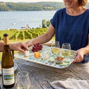 Finger Lakes Karte Holz Serviertablett