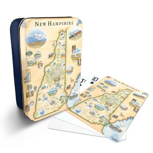 Cartes à jouer standard de 52 jeux sur la carte de l'état du New Hampshire - Format officiel des tables de poker de Vegas