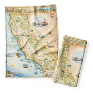California State Map Küchentuch - Dekorativer Mehlsack Geschirrtuch - 100% Baumwolle - 45 cm x 61 cm