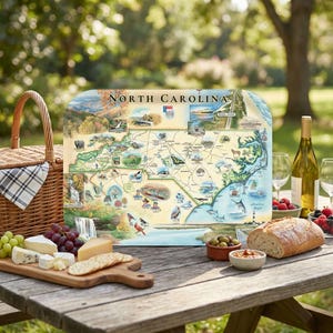 North Carolina Map Wooden Serving Tray