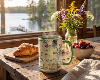 Wisconsin Map Ceramic Mug - 16oz Ceramic Travel Souvenir
