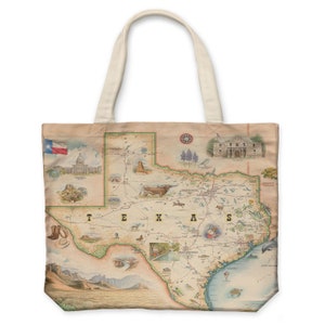 Cabas en toile avec carte de l'état du Texas - Sac d'épicerie réutilisable et respectueux de l'environnement