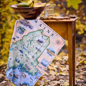 Maine Map Kitchen Towel – Decorative Flour Sack Dish Towel