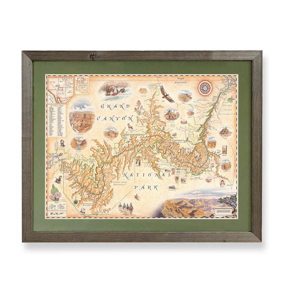 Grand Canyon National Park Hand-Drawn Map Poster - Authentic 24X18