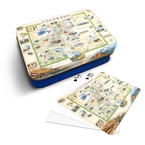 Cartes à jouer standard de la carte de l'état du Colorado, 52 jeux, format officiel Vegas Poker