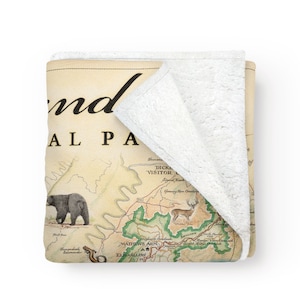 Shenandoah National Park Map Fleece Blanket-Soft, Cozy, and Warm Throw-58x50-Multicolor, Neutral, Blue, Green, Brown, Beige