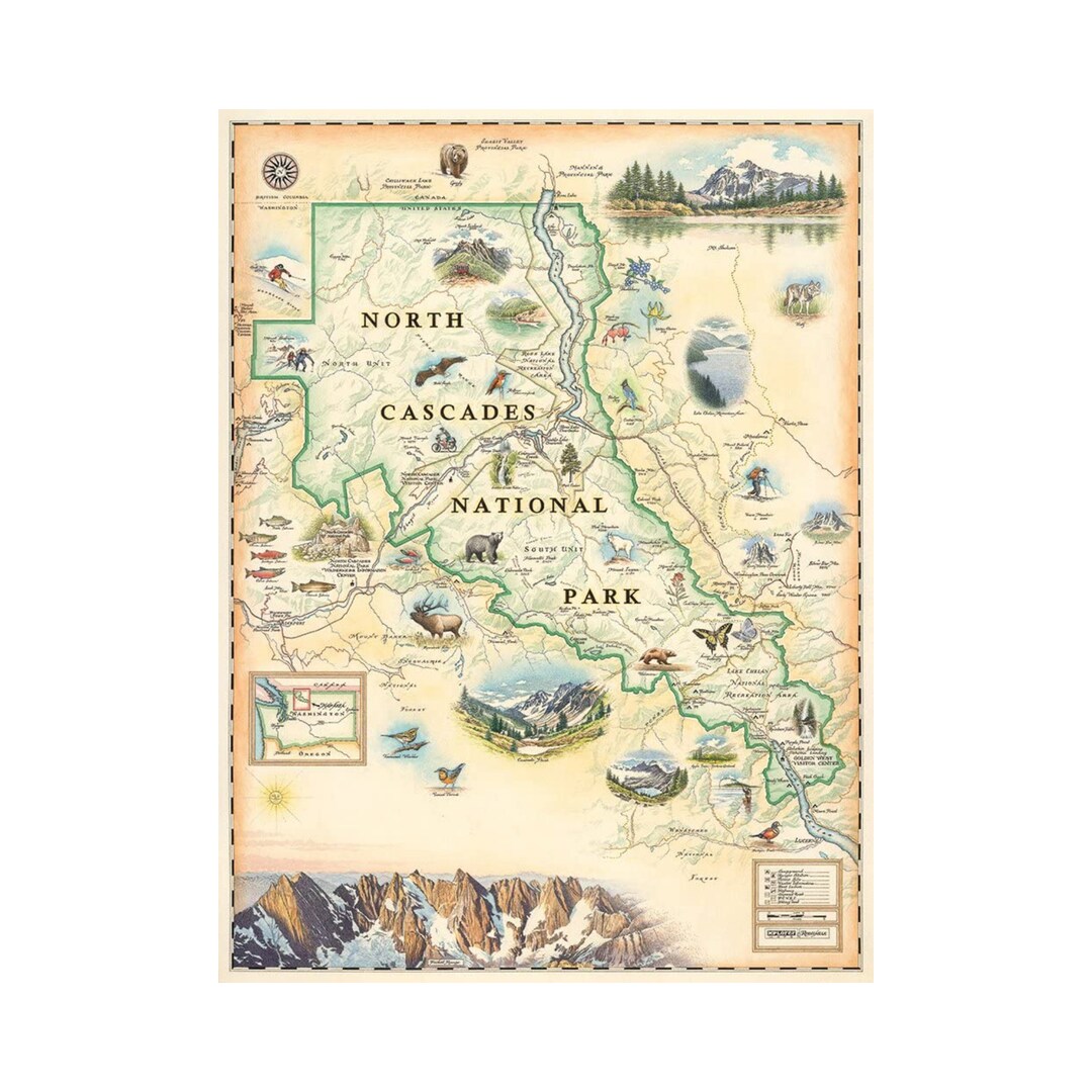 Grand Teton National Park Hand-Drawn Map Poster - Authentic 18x24