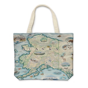 Alaska State Map Canvas Tote - Reusable & Eco-Friendly Grocery Bag